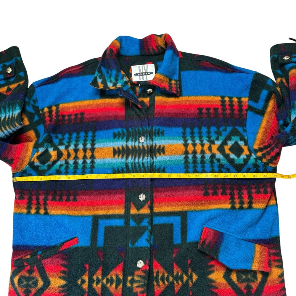 Vintage 90s Southwestern Colorful Fleece Jacket Size 2XL Mens Full Zip NY10018 - Picture 7 of 9
